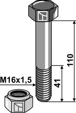 Bolt M16x1,5x110 10.9 m/mutter