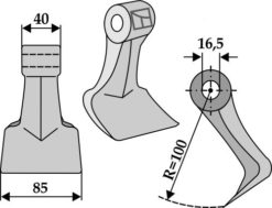 Hammerkniv 85x40 mm Til Dragone Serie MTL