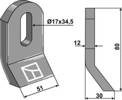 Slagjern 80x50 mm hull 17x34,5