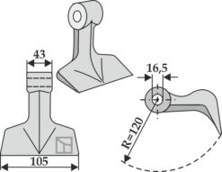 Hammerkniv 105x43 mm Til Votex Landmaster 240-275-310 / Votex