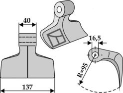 Hammerkniv 137x40 mm Til Berti Dual / bis 2008 TFH-F, Berti