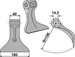 Hammerkniv 100x40 mm hull 14,5