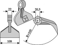 Hammerkniv 108x22 mm hull 20,5