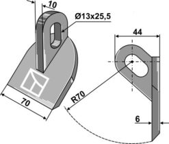 Hammerkniv 70x10 mm hull 13x25,5