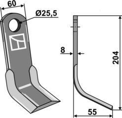 Y-kniv 204x60 mm hull 25,5
