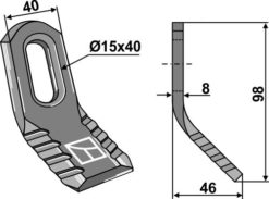 Y-kniv 98x40 mm hull 15x40