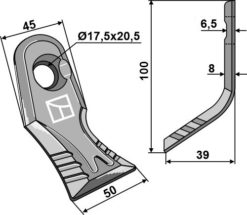 Y-kniv 100x45 mm Til Noremat XF8
