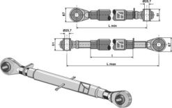 Kat. II Toppstag M27x3 herdet L 570-790 mm