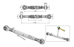 Kat. II Toppstag M30x3,5 L 370-545 mm