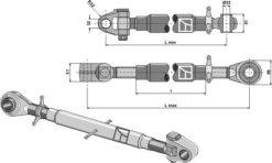 Kat. III Toppstag M36x3 herdet L 710-960 mm