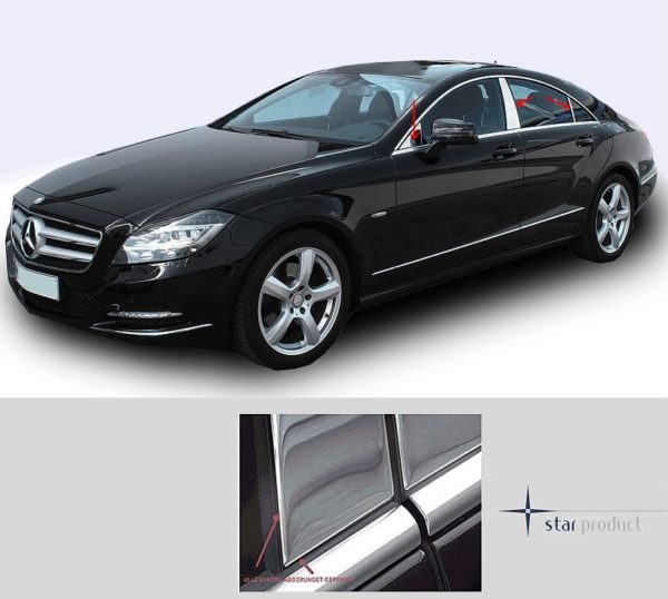 W218 Mercedes CLS chrome dørstolpedeksler |