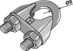 Wireklemme DIN 741 for wire Ø8, galvanisert