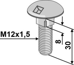 Låseskrue M12x1,5x30 8.8 u/mutter