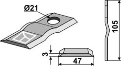 Slåmaskinkniv 105x47 hull 21, tykk. 3