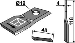 Roterende kniv 118x48mm Hole: 19mm, Lengde: 118mm