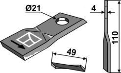 Slåmaskinkniv 110x49 hull 21, tykk. 4
