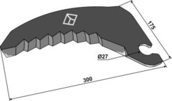 Rundballepressekniv 300 mm Til Krone KR 130, Krone KR 10-16