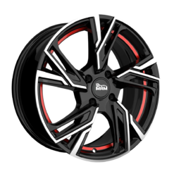 Aluminiumsfelger RS5 RS5 fra MAM WHEELS i farge BLACK FRONT POLISH RED INSIDE