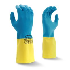 Derax vaskehanske med innvendig stoff Størrelse 8 Latex belagt, pris pr par