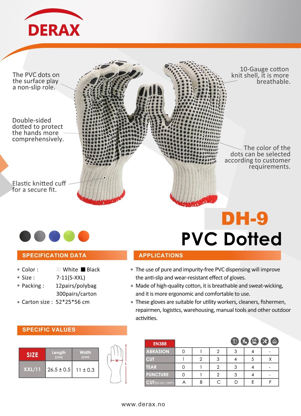 12pk Derax prikket arbeidshanske One Size - Standard størrelse 10-11 | Derax 12pk Derax prikket arbeidshanske One Size - Standard størrelse 10-11 - Bilde 7