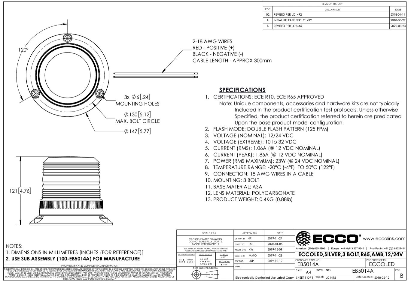 Vision Alert Ecco LED varselblink lampe 3 bolt montering | ecco Vision Alert Ecco LED varselblink lampe 3 bolt montering - Bilde 2