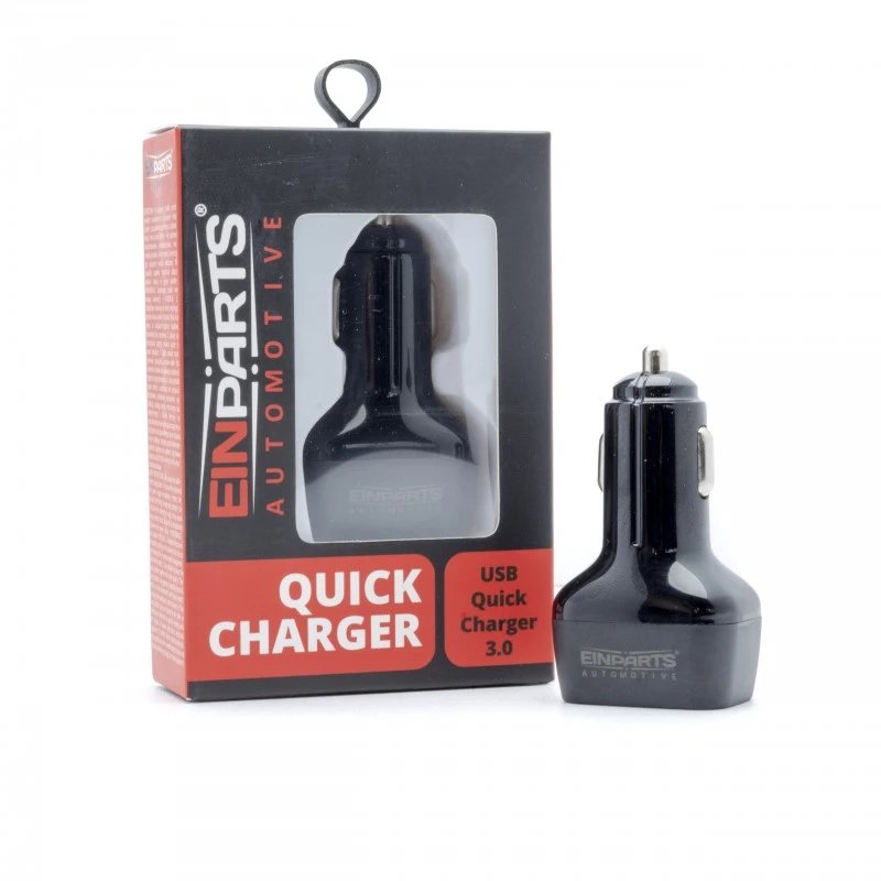 Hurtiglading med to ladeporter - SVART USB-A og USB-C, DC 9-32 volt, 3A | EINPARTS Hurtiglading med to ladeporter - SVART USB-A og USB-C, DC 9-32 volt, 3A