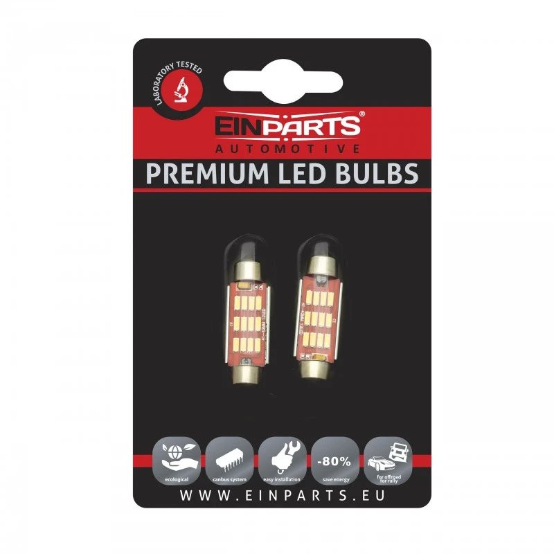 Einparts EPL51 LED C10W Pærer 42MM 12 SMD 4014 CANBUS (2 stk) | EINPARTS Einparts EPL51 LED C10W Pærer 42MM 12 SMD 4014 CANBUS (2 stk)