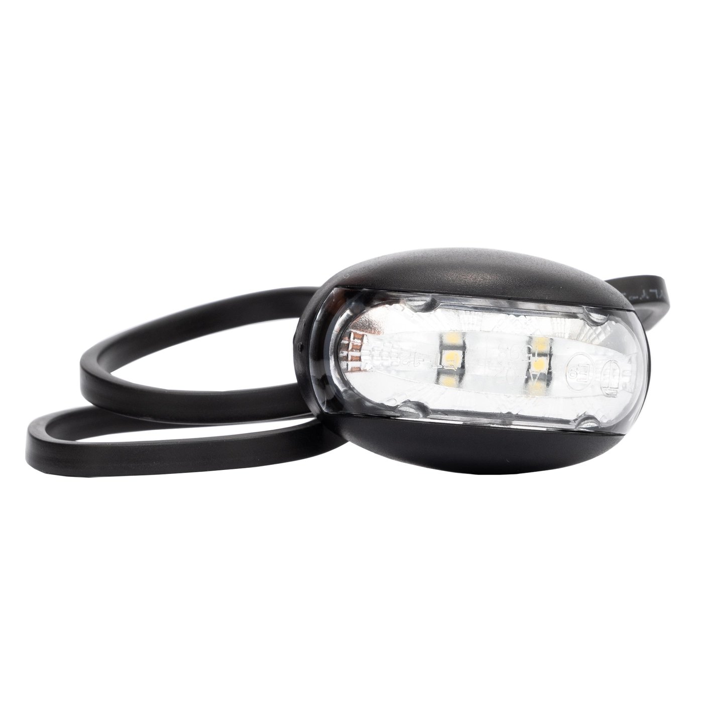 Ovalt, hvitt markeringslys 12-36V, LED, kabel | Fristom Ovalt, hvitt markeringslys 12-36V, LED, kabel