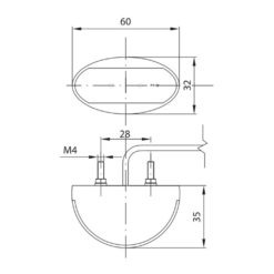 Alternative view of Ovalt, hvitt markeringslys 12-36V, LED, kabel