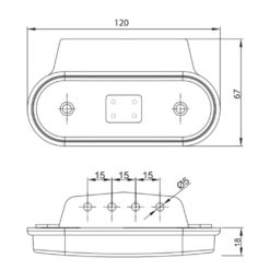 Alternative view of Avlangt, rødt markeringslys LED, 12-36V, brakett, QS150 kontakt
