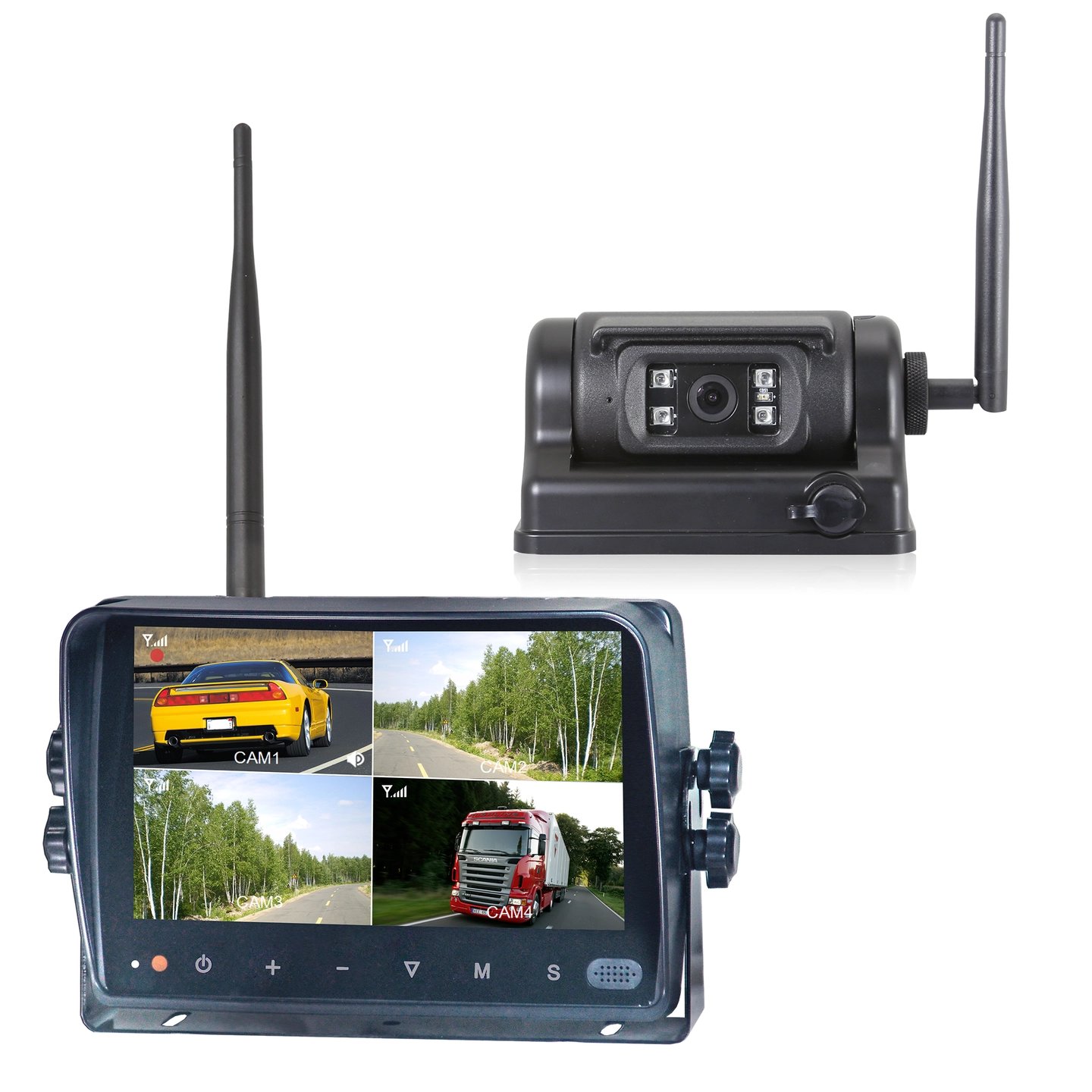 7" trådløst mobilt HD ryggekamerasett Mobilt & brukervennlig - opptil 4 kamera | 24C 7" trådløst mobilt HD ryggekamerasett Mobilt & brukervennlig - opptil 4 kamera