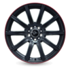 Aluminiumsfelger KT16 DYNAMIC fra KESKIN WHEELS i farge MATT BLACK LIP RED