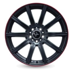 Aluminiumsfelger KT16 DYNAMIC fra KESKIN WHEELS i farge MATT BLACK LIP RED