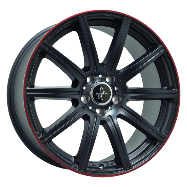 Aluminiumsfelger KT16 DYNAMIC fra KESKIN WHEELS i farge MATT BLACK LIP RED