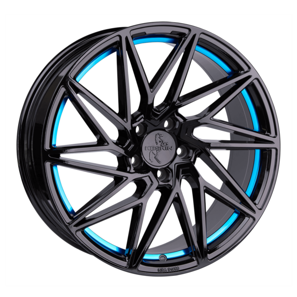 Aluminiumsfelger KT20 FUTURE fra KESKIN WHEELS i farge BLACK PAINTED BLUE INSIDE