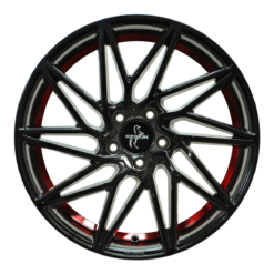 Aluminiumsfelger KT20 FUTURE fra KESKIN WHEELS i farge BLACK PAINTED RED INSIDE