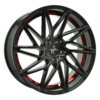 Aluminiumsfelger KT20 FUTURE fra KESKIN WHEELS i farge BLACK PAINTED RED INSIDE