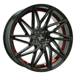 Aluminiumsfelger KT20 FUTURE fra KESKIN WHEELS i farge BLACK PAINTED RED INSIDE