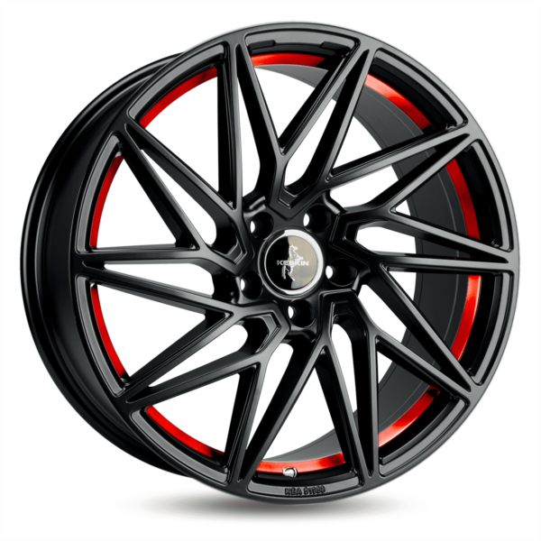 Aluminiumsfelger KT20 FUTURE fra KESKIN WHEELS i farge MATT BLACK RED INSIDE