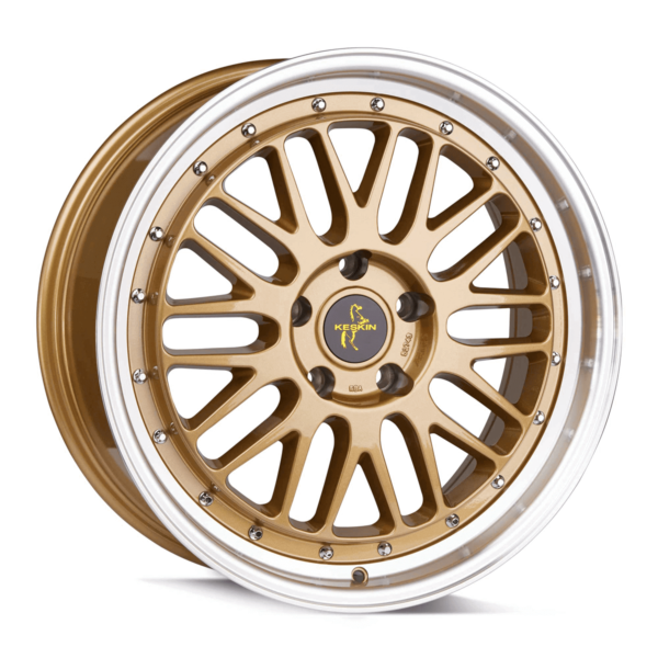 Aluminiumsfelger KT22 RETRO fra KESKIN WHEELS i farge GOLD LIP POLISH