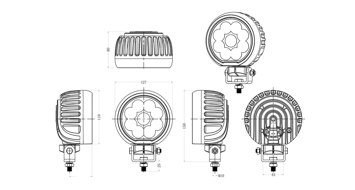 4 stk Lumary Rotate 90 runde arbeidslys Flood 7650 lm, 5700K for 12 og 24 volt | Lumary 4 stk Lumary Rotate 90 runde arbeidslys Flood 7650 lm, 5700K for 12 og 24 volt - Bilde 3
