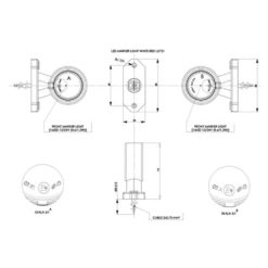 Alternative view of Rødt og hvitt sidemarkeringslys Med 2 stk LED, 12 og 24V, kort arm