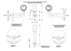 Alternative view of Markeringslys med lang bøyd Arm - høyre med rødt og hvitt lys, 12 og 24V