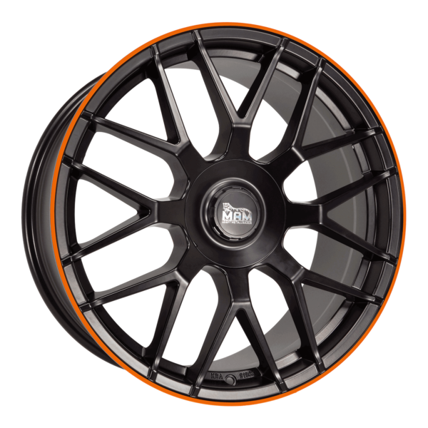 Aluminiumsfelger GT1 GT1 fra MAM WHEELS i farge MATT BLACK LIP ORANGE