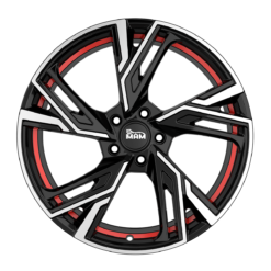 Aluminiumsfelger RS5 RS5 fra MAM WHEELS i farge BLACK FRONT POLISH RED INSIDE
