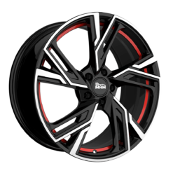 Aluminiumsfelger RS5 RS5 fra MAM WHEELS i farge BLACK FRONT POLISH RED INSIDE