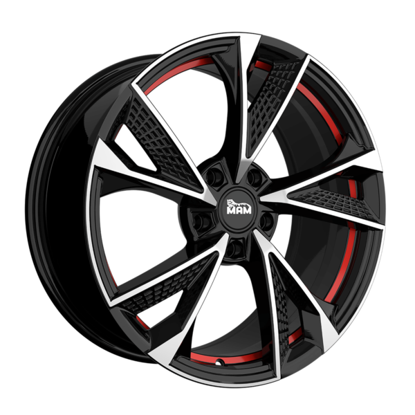 Aluminiumsfelger RS6 RS6 fra MAM WHEELS i farge BLACK FRONT POLISH RED INSIDE