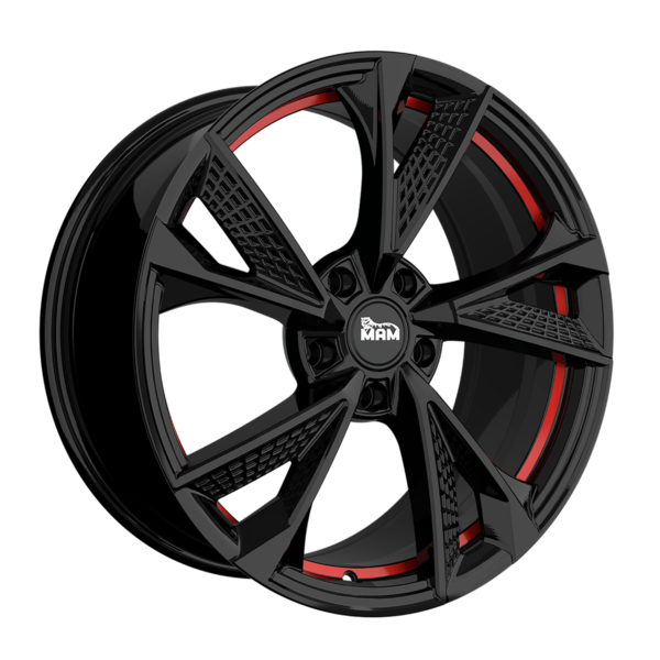 Aluminiumsfelger RS6 RS6 fra MAM WHEELS i farge BLACK PAINTED RED INSIDE