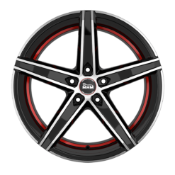 Aluminiumsfelger OX-18 OX-18 fra MAM WHEELS i farge BLACK FRONT POLISH RED INSIDE