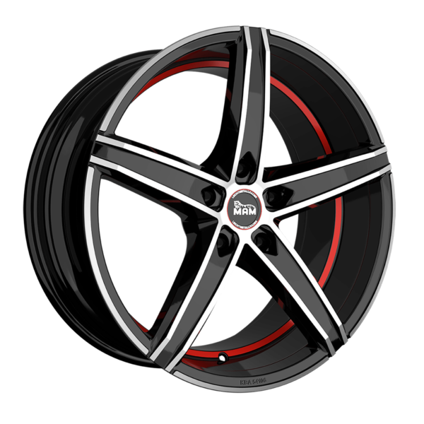 Aluminiumsfelger OX-18 OX-18 fra MAM WHEELS i farge BLACK FRONT POLISH RED INSIDE